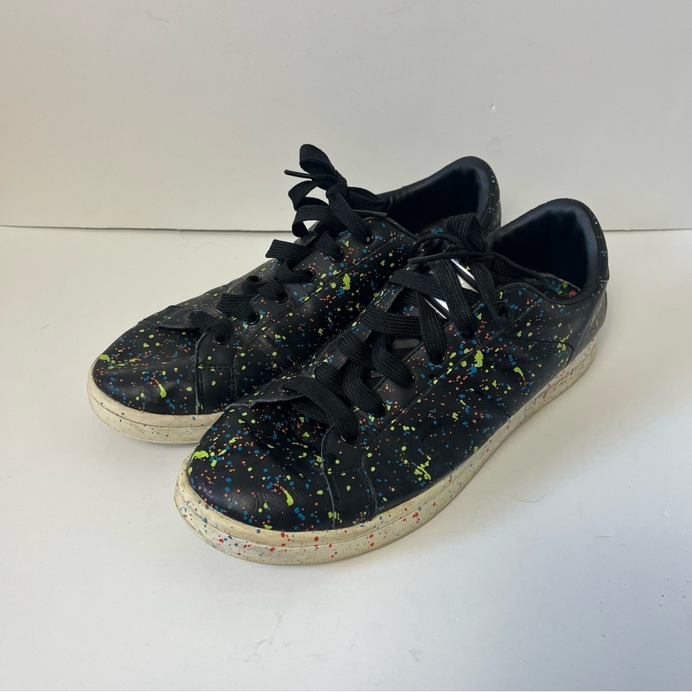 Skechers The Painter Lace Up Sneaker Black Splatter Women's 11